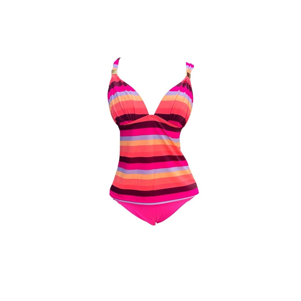 Victoria's Secret Orange Purple Striped Tankini Size m